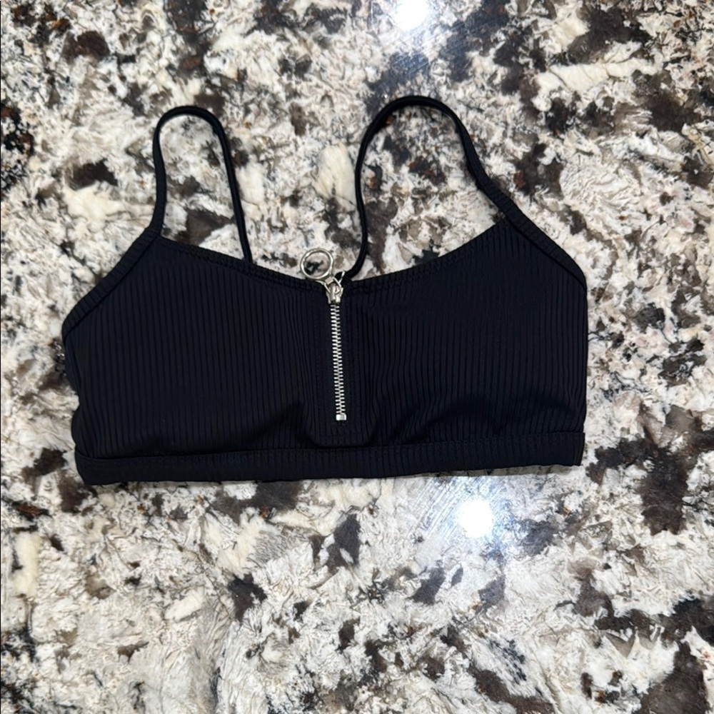 Revamped Black Swim Bralette with Zipper size Extra Small